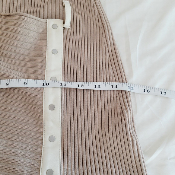 Jonathan Simkhai Dress Small Hardin Ribbed Knit Faux Leather Belted Stretch - Picture 15 of 16